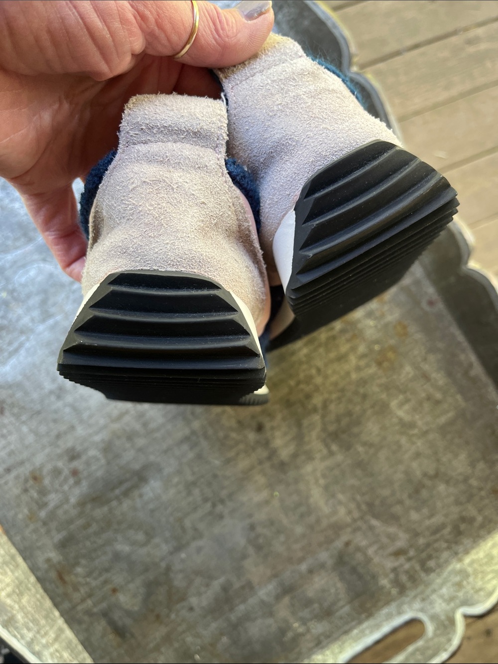 rag & bone Pink and Navy Suede-Trim Runner Sneakers - Picture 5 of 8